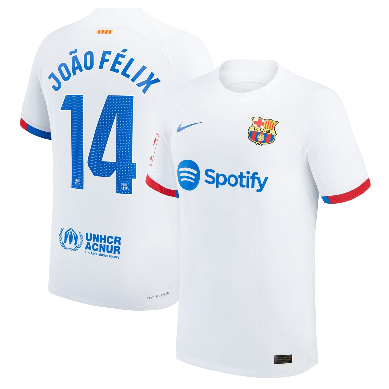 La Liga Barcelona Away Authentic Jersey Shirt White 2023-24 player João Félix printing for Men