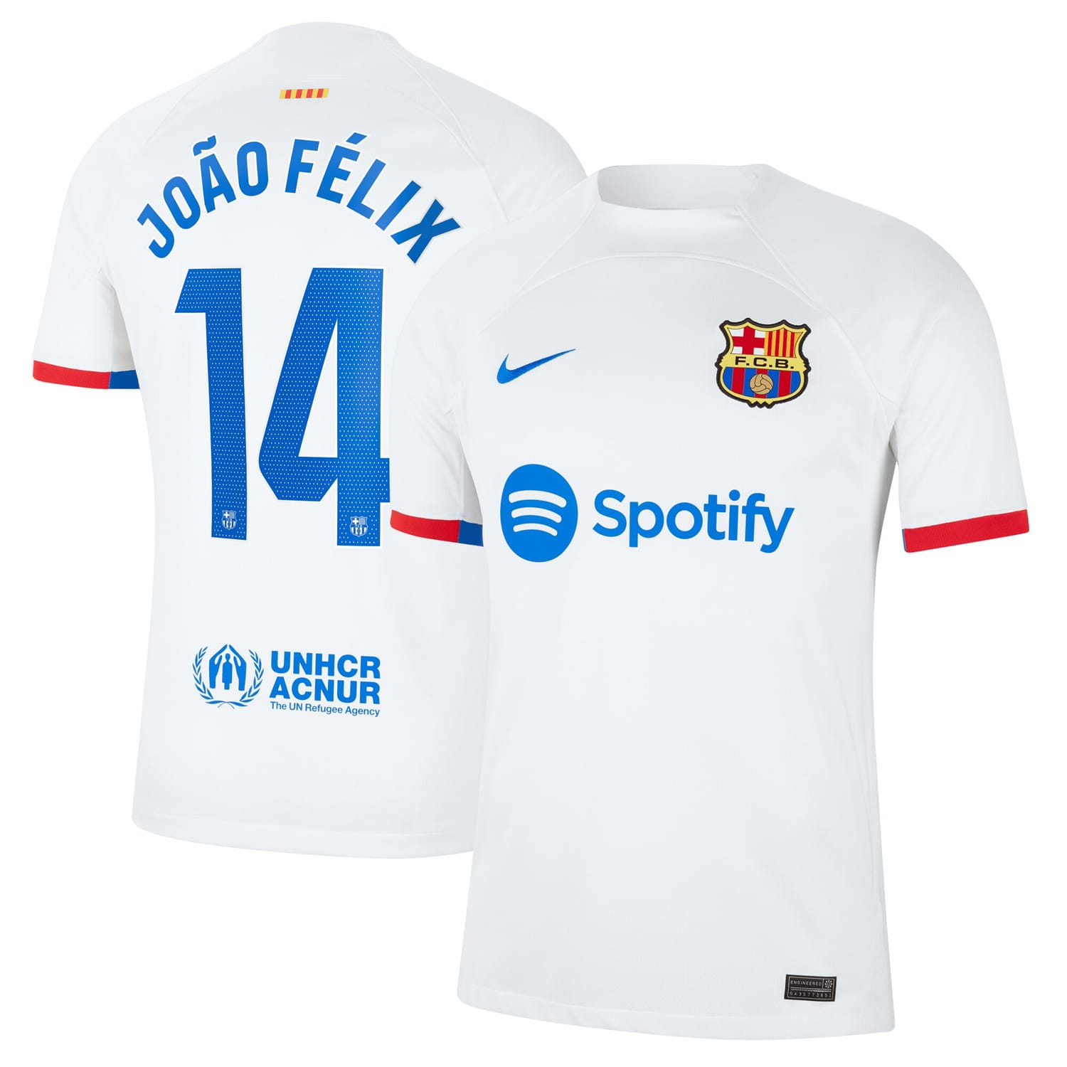 La Liga Barcelona Away Jersey Shirt White 2023-24 player João Félix printing for Men