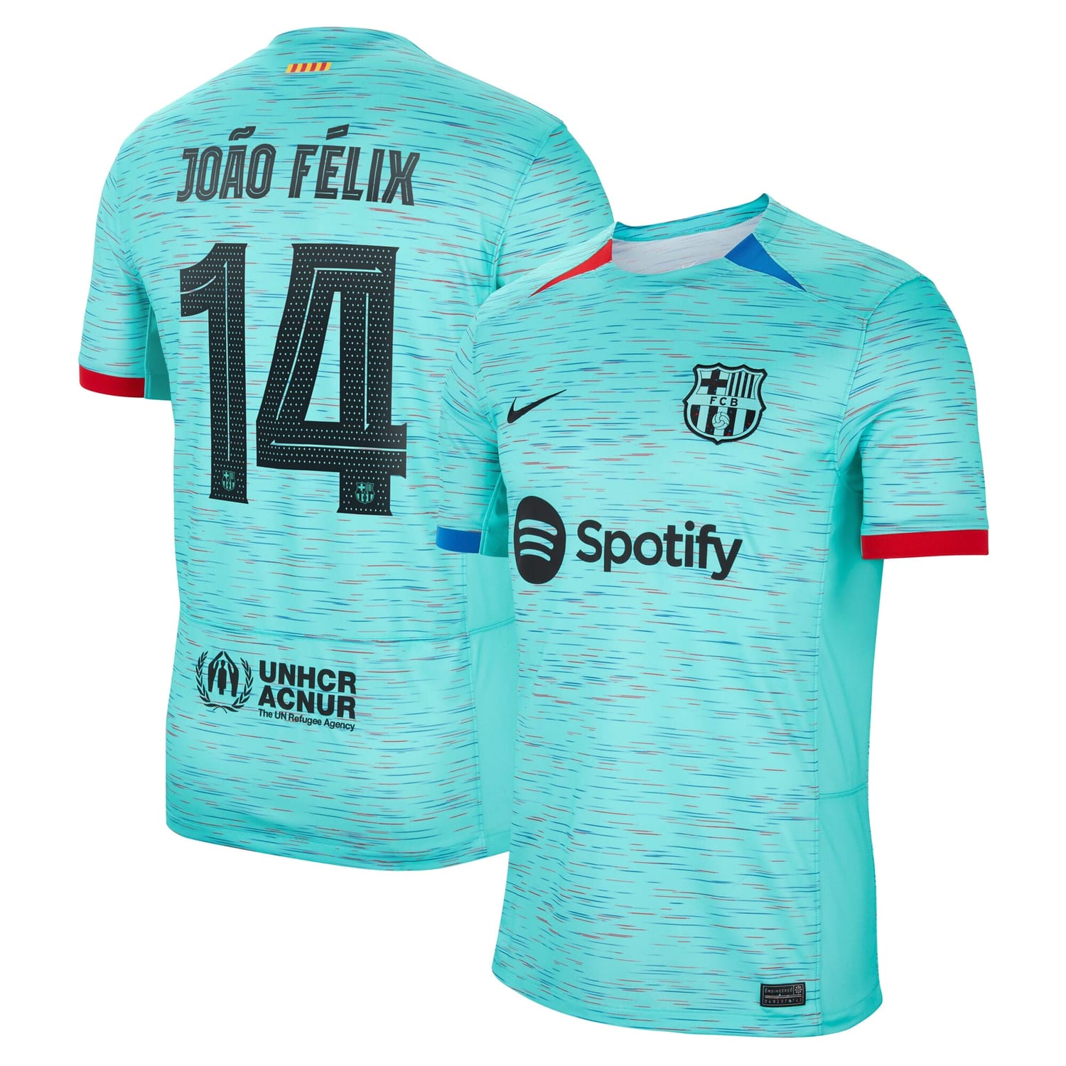 La Liga Barcelona Third Jersey Shirt Aqua 2023-24 player João Félix printing for Men