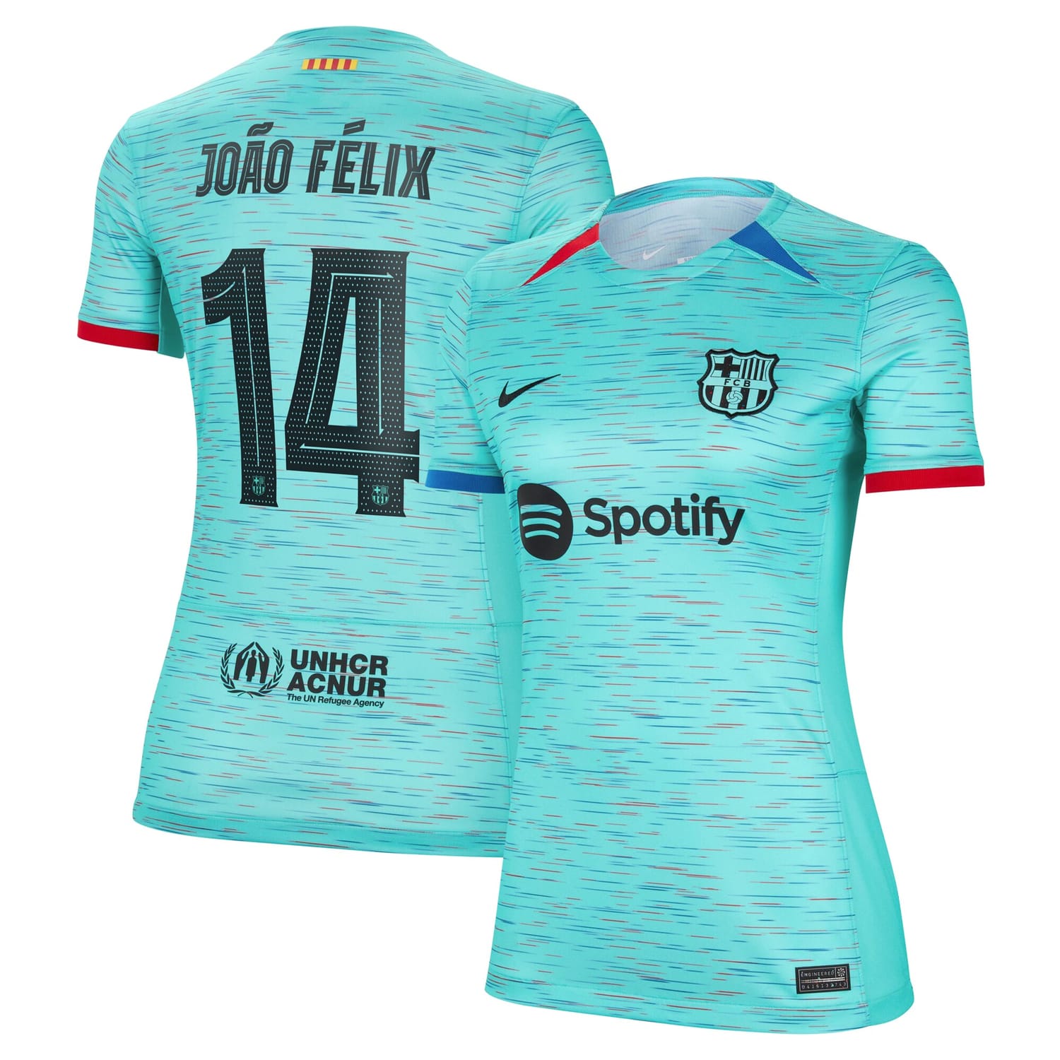 La Liga Barcelona Third Jersey Shirt Aqua 2023-24 player João Félix printing for Women