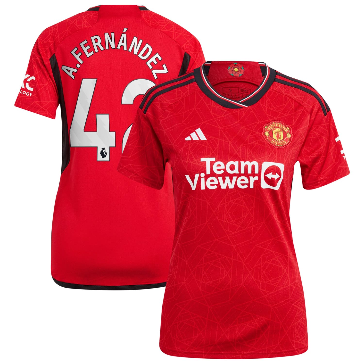 Premier League Manchester United Home Jersey Shirt Red 2023-24 player Alvaro Fernández printing for Women