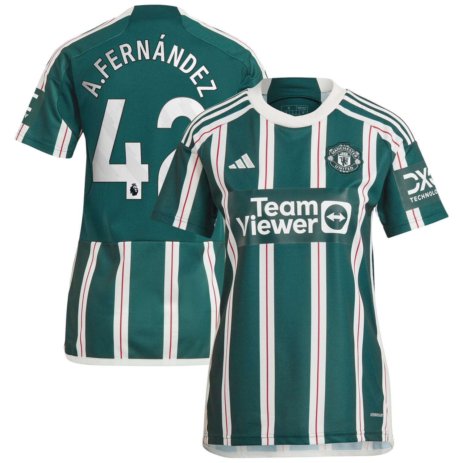 Premier League Manchester United Away Jersey Shirt Green 2023-24 player Alvaro Fernández printing for Women