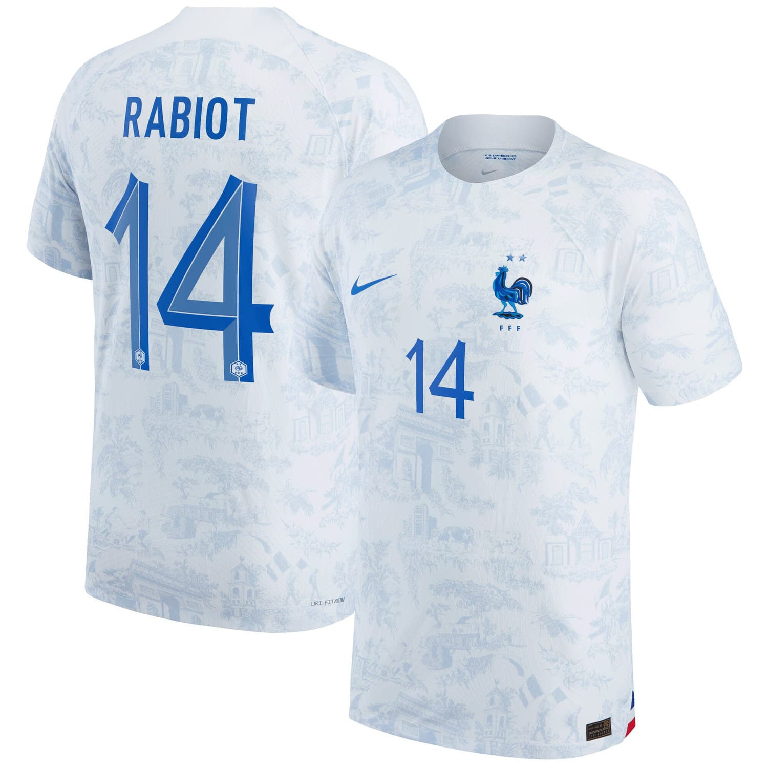 France National Team Away Authentic Jersey Shirt 2022 player Adrien Rabiot 14 printing for Men