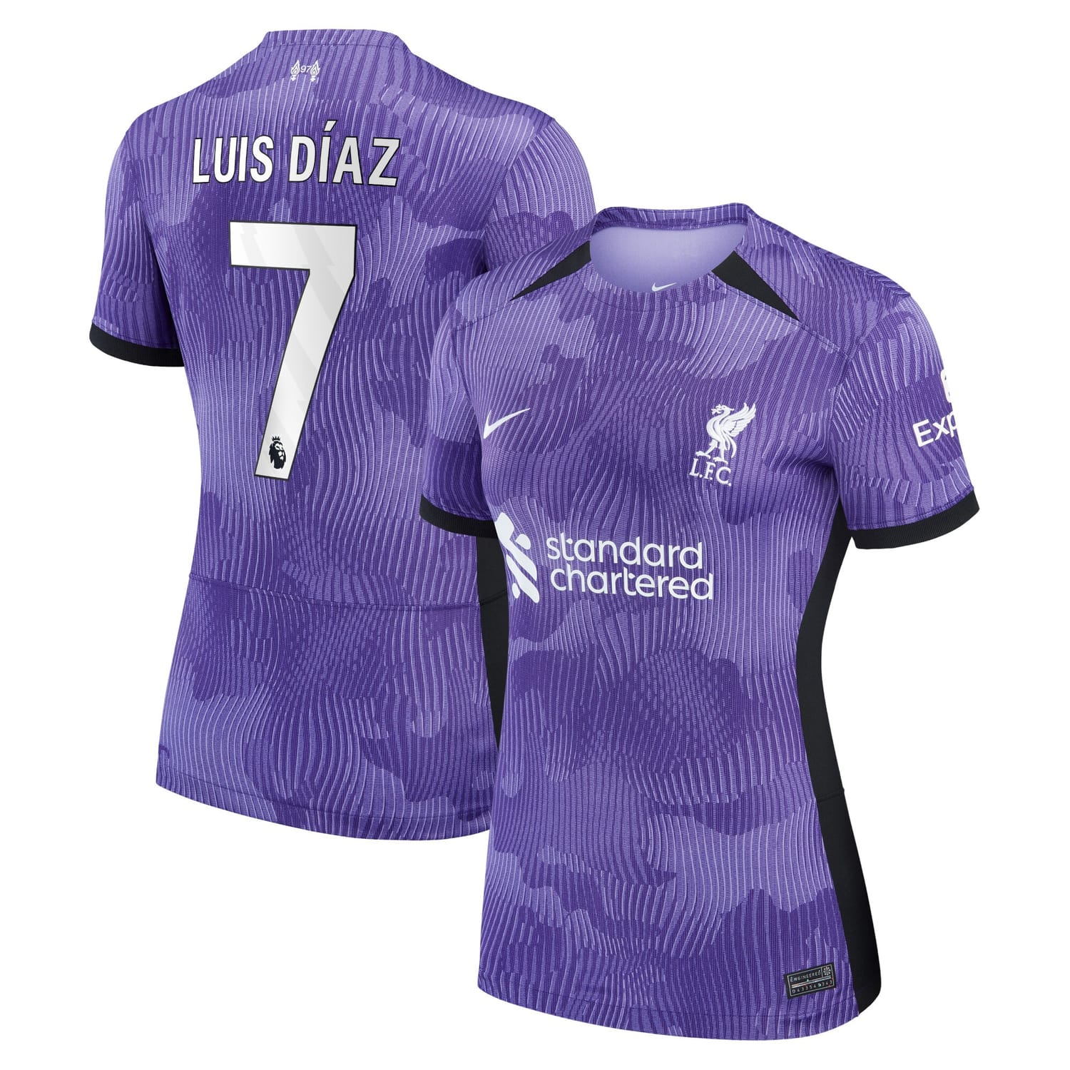 Premier League Liverpool Third Jersey Shirt Purple 2023-24 player Luis Diaz printing for Women