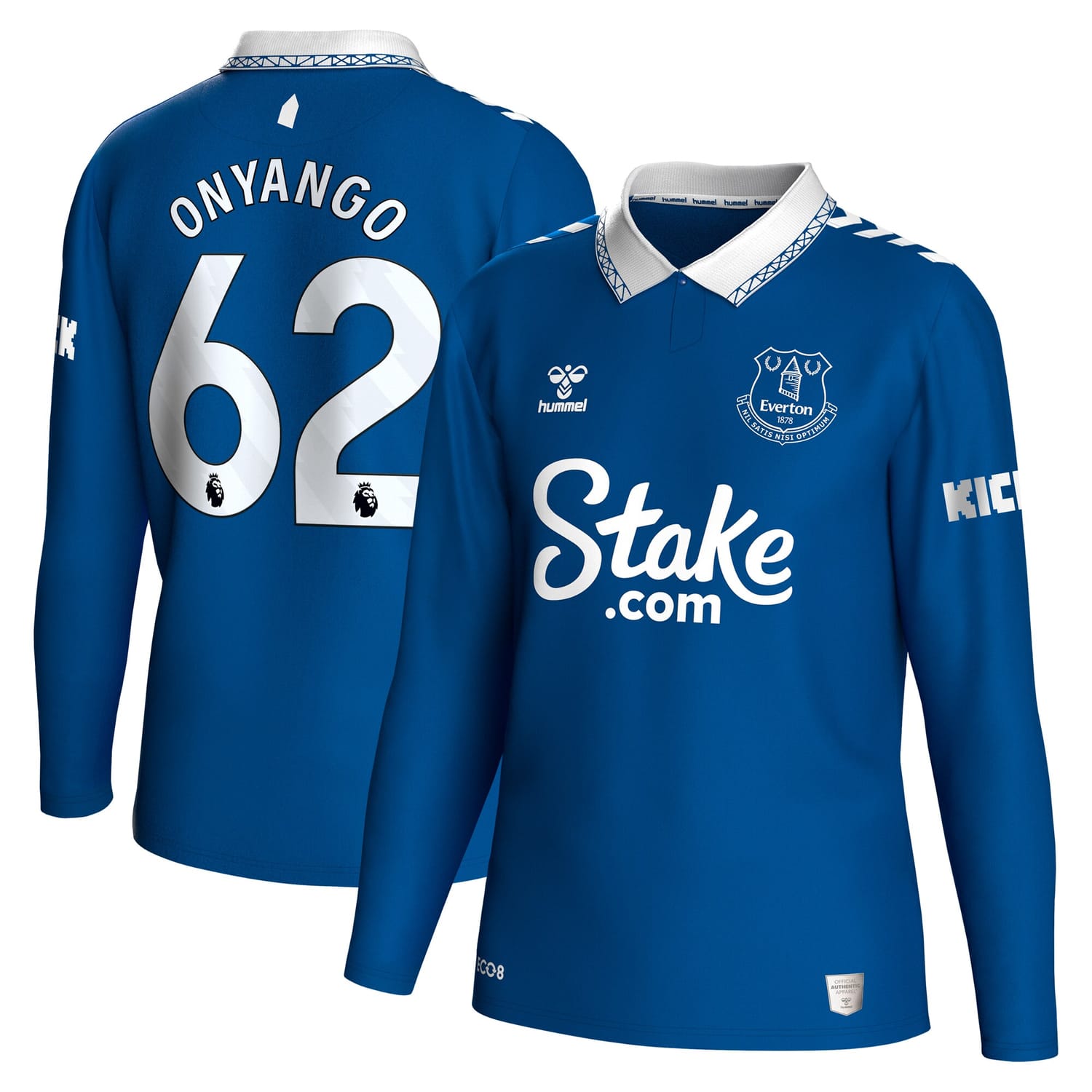Premier League Everton Home Jersey Shirt Long Sleeve 2023-24 player Tyler Onyango 62 printing for Men
