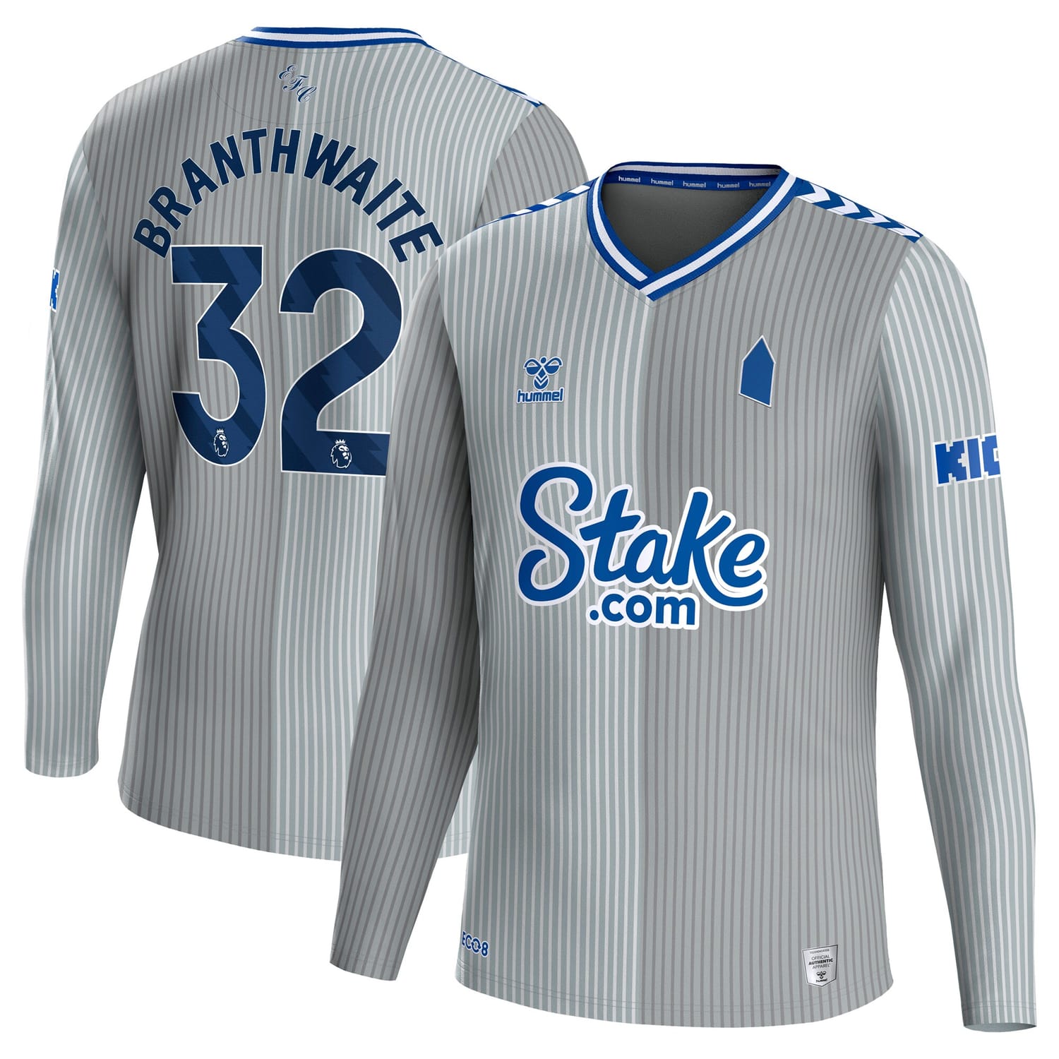 Premier League Everton Third Jersey Shirt Long Sleeve 2023-24 player Jarrad Branthwaite 32 printing for Men