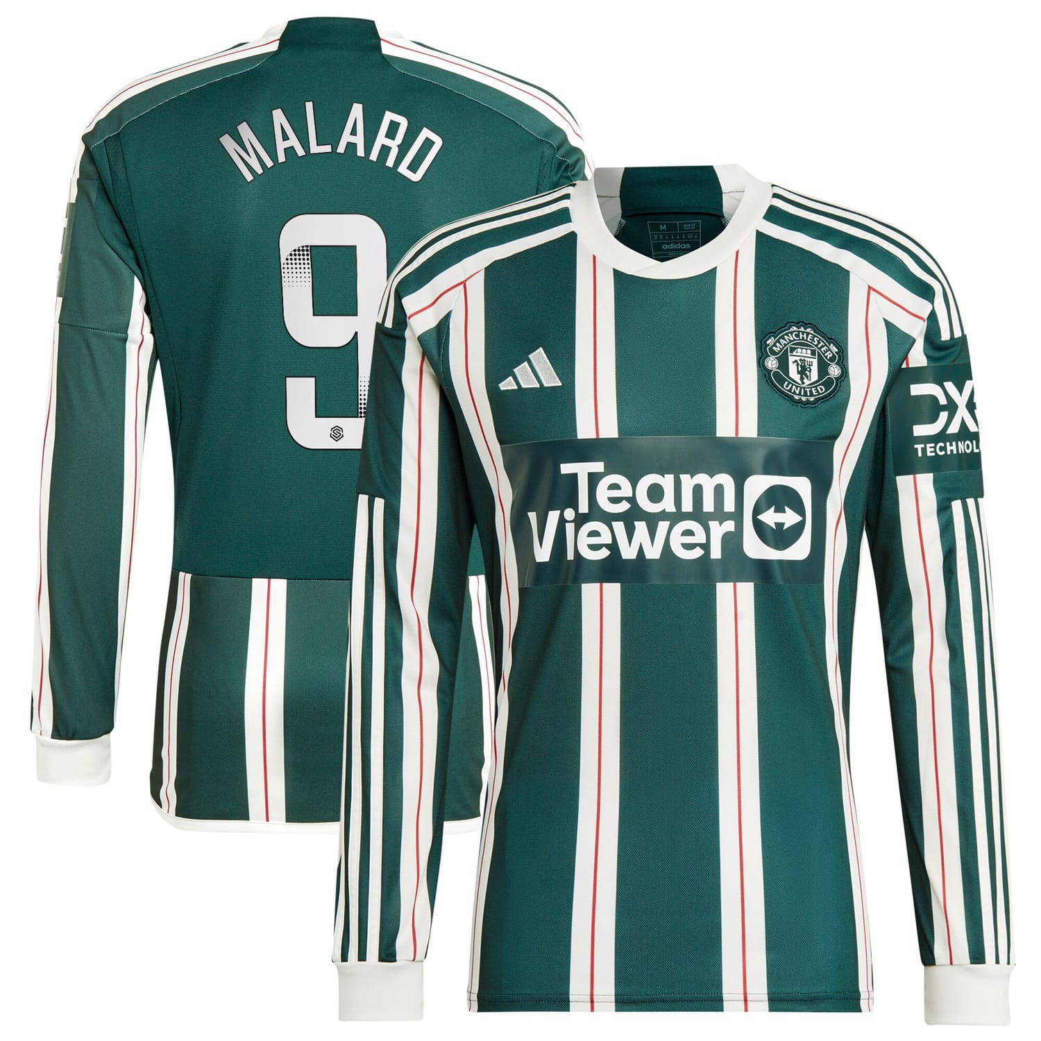 Premier League Manchester United Away WSL Jersey Shirt Long Sleeve 2023-24 player Melvine Malard printing for Men