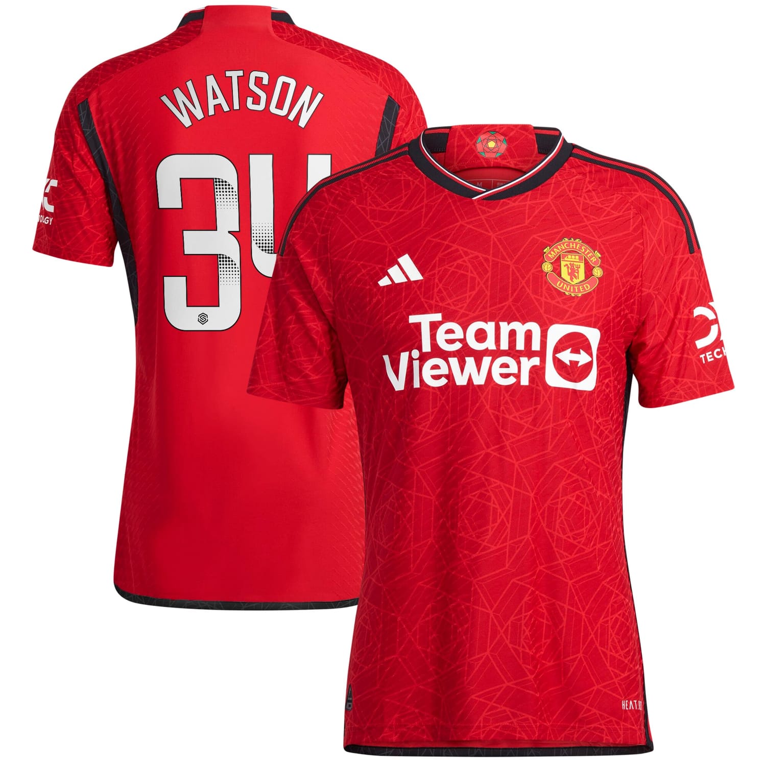 Premier League Manchester United Home WSL Authentic Jersey Shirt 2023-24 player Emma Watson printing for Men