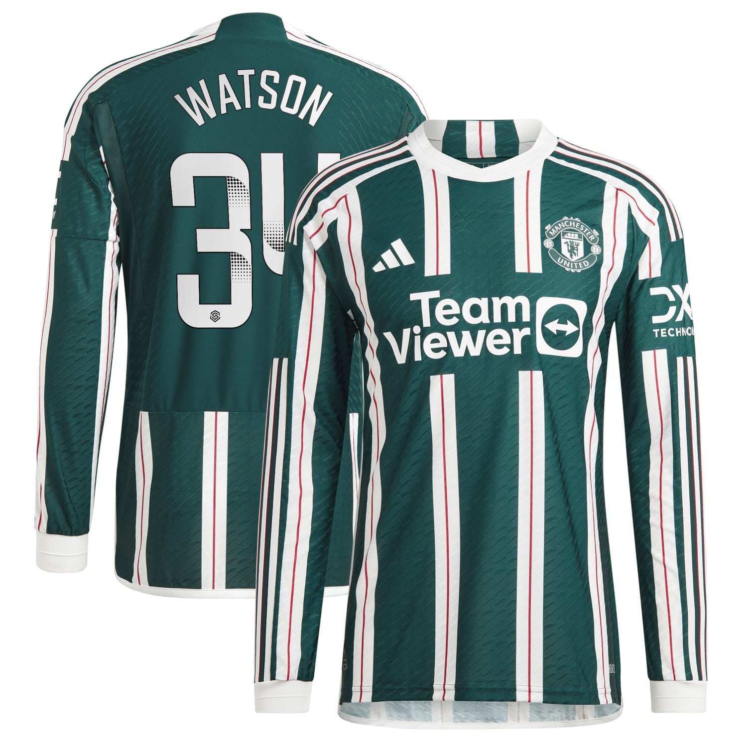 Premier League Manchester United Away WSL Authentic Jersey Shirt Long Sleeve 2023-24 player Emma Watson printing for Men