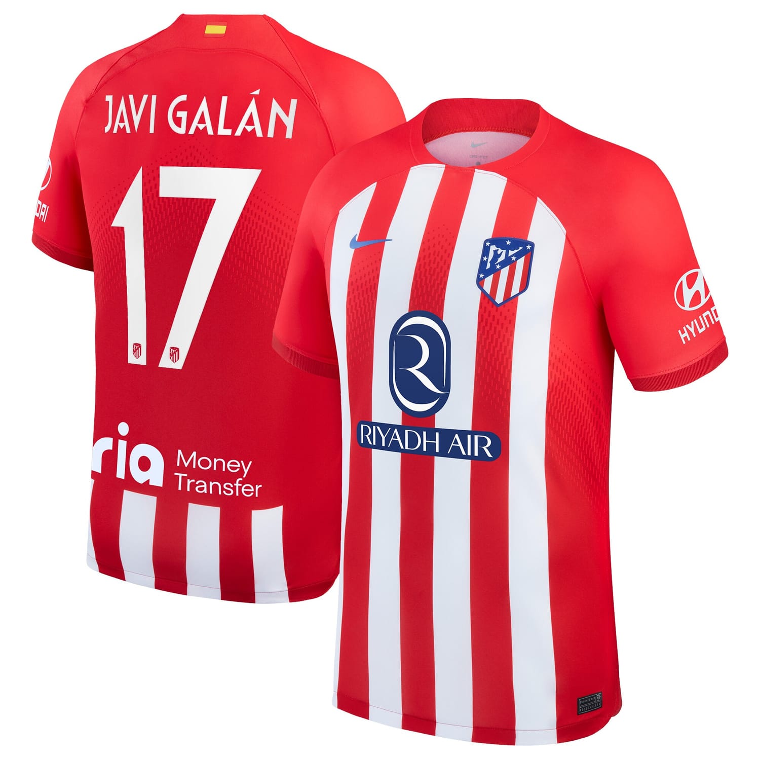 La Liga Atletico de Madrid Home Metropolitano Jersey Shirt 2023-24 player Javi Galán 17 printing for Men