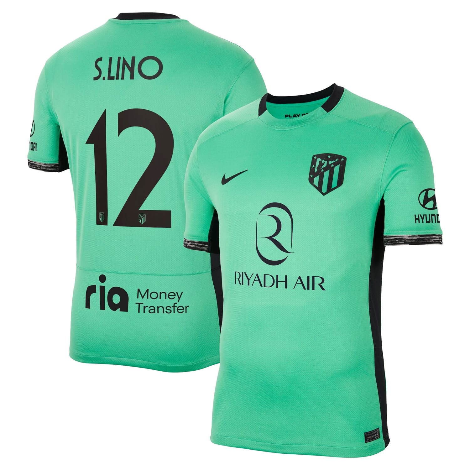 La Liga Atletico de Madrid Third Metropolitano Jersey Shirt 2023-24 player Samuel Lino 12 printing for Men
