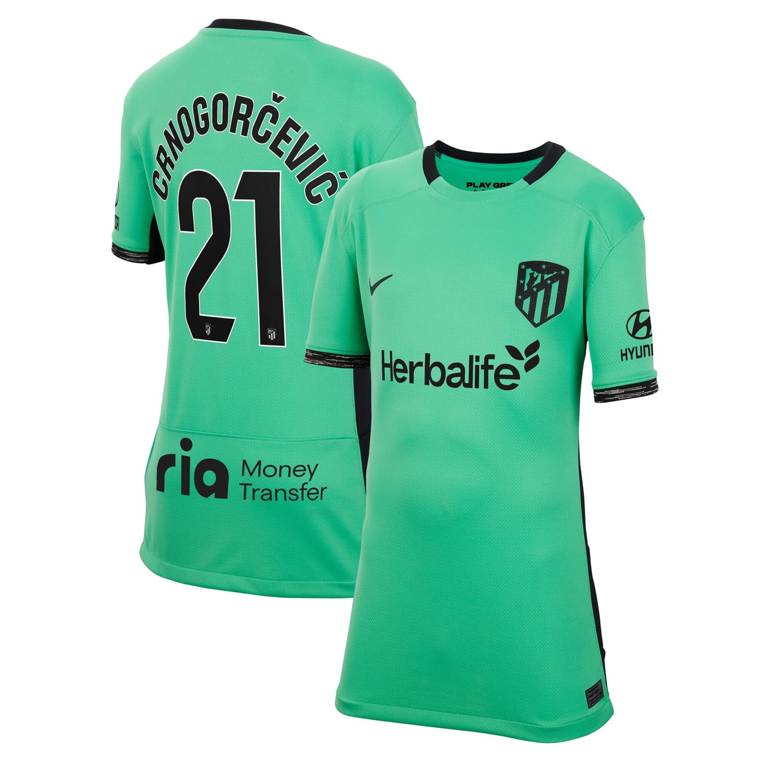 La Liga Atletico de Madrid Third Jersey Shirt 2023-24 player Ana-Maria Crnogorčević 21 printing for Women