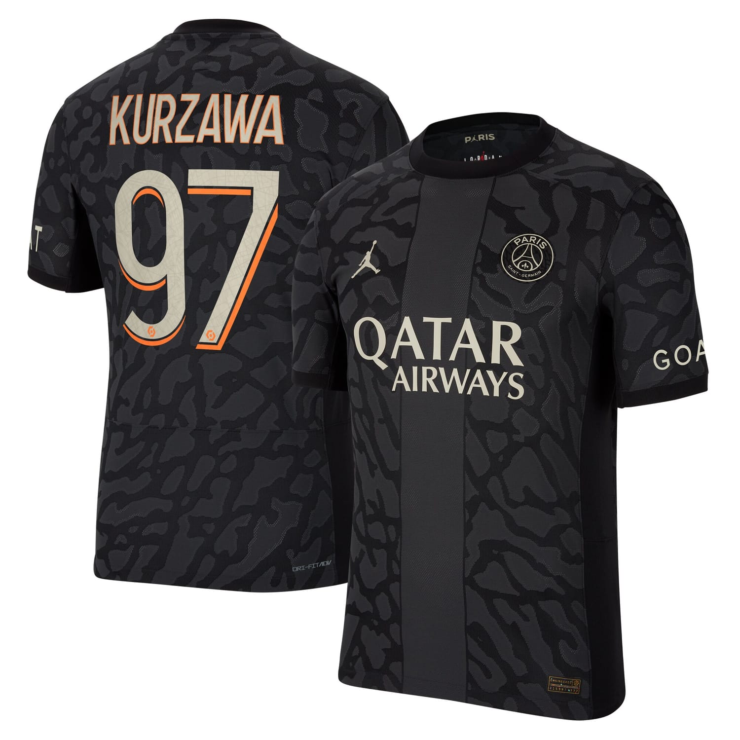 Ligue 1 Paris Saint-Germain Third Authentic Jersey Shirt 2023-24 player Layvin Kurzawa 97 printing for Men
