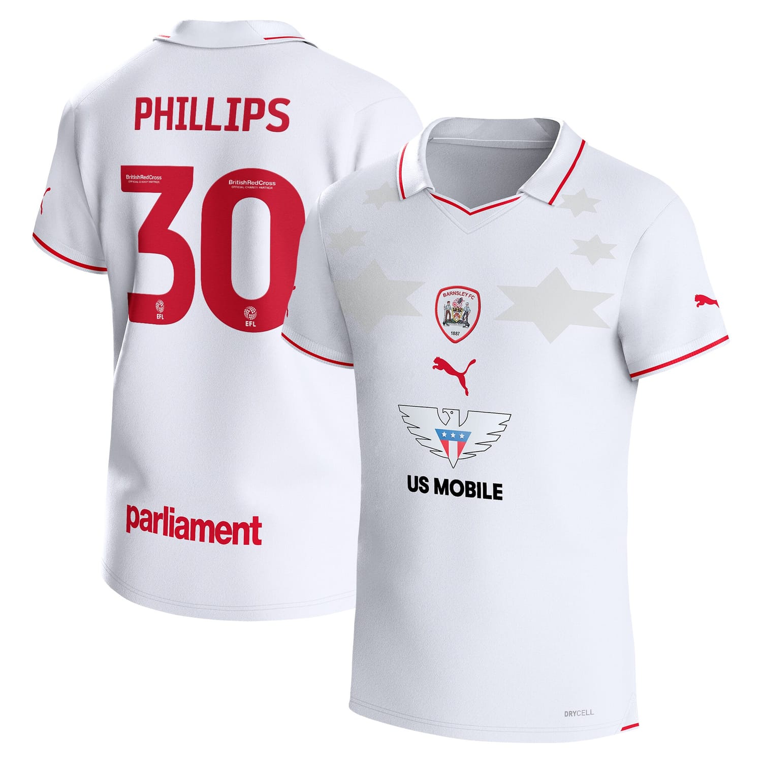 EFL League One Barnsley FC Away Jersey Shirt 2023-24 player Adam Phillips printing for Men