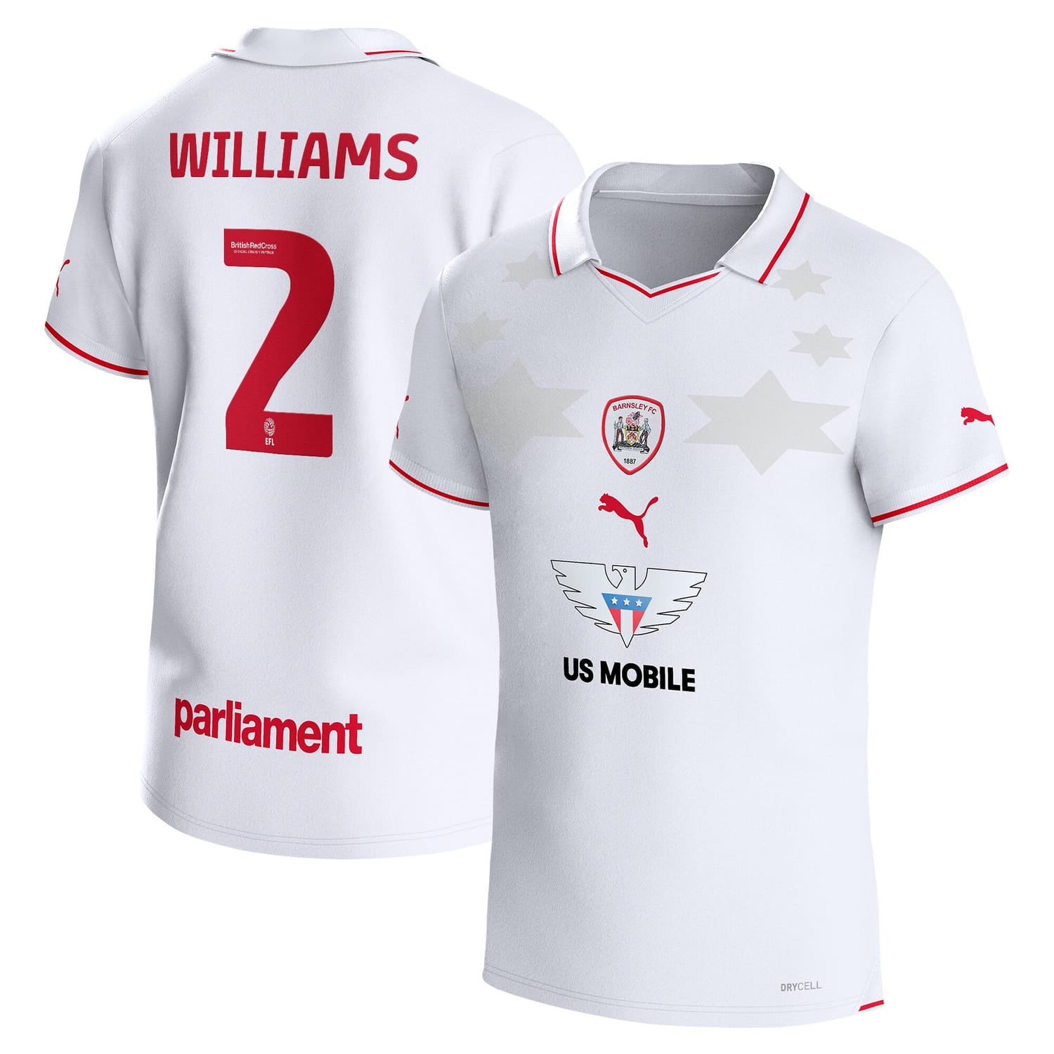 EFL League One Barnsley FC Away Jersey Shirt 2023-24 player Jordan Williams printing for Men