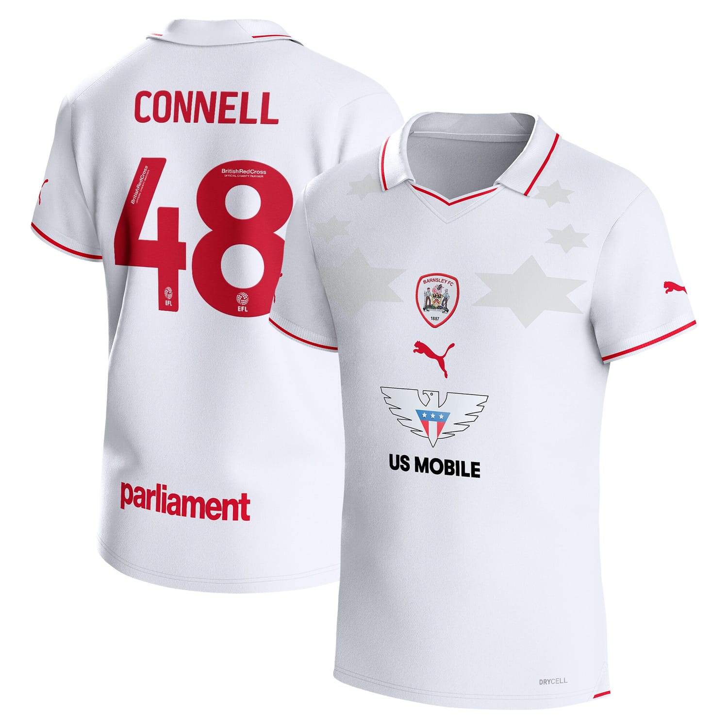 EFL League One Barnsley FC Away Jersey Shirt 2023-24 player Luca Connell printing for Men