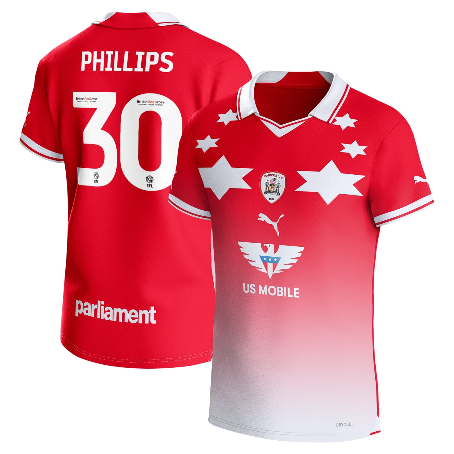 EFL League One Barnsley FC Home Jersey Shirt 2023-24 player Adam Phillips printing for Men