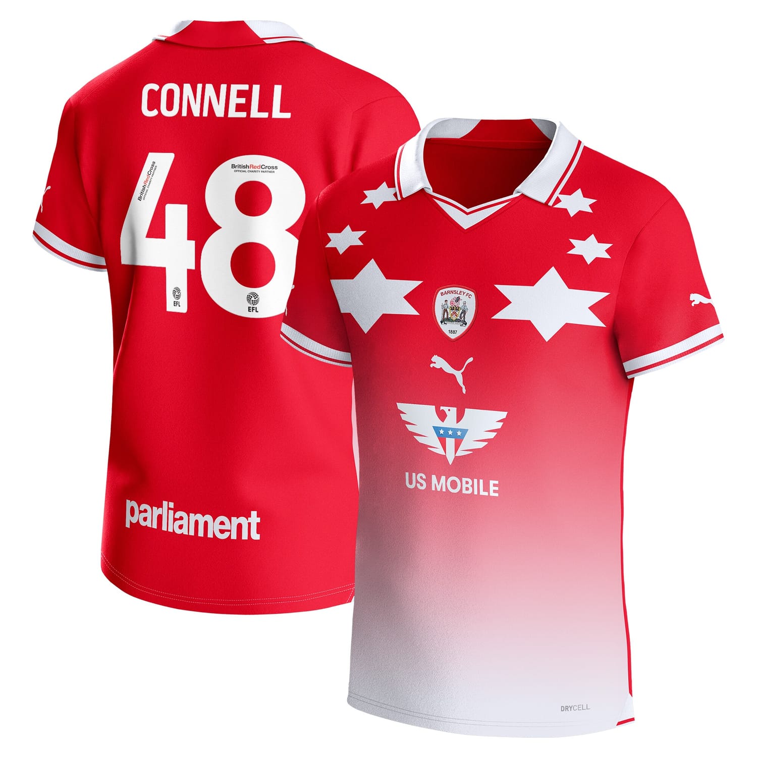 EFL League One Barnsley FC Home Jersey Shirt 2023-24 player Luca Connell printing for Men