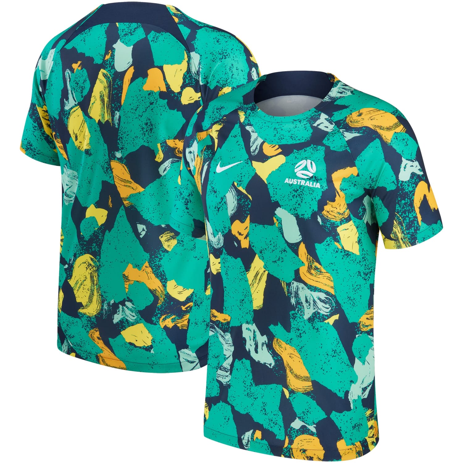 Australia National Team Pre-Match Jersey Shirt Green/Yellow 2022-23 for Men