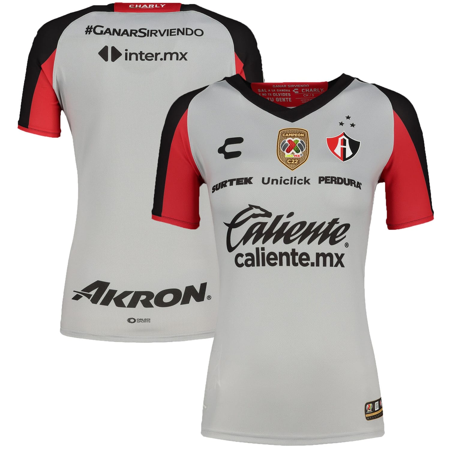 Liga MX Club Atlas Away Authentic Jersey Shirt Gray/Black 2022-23 for Women