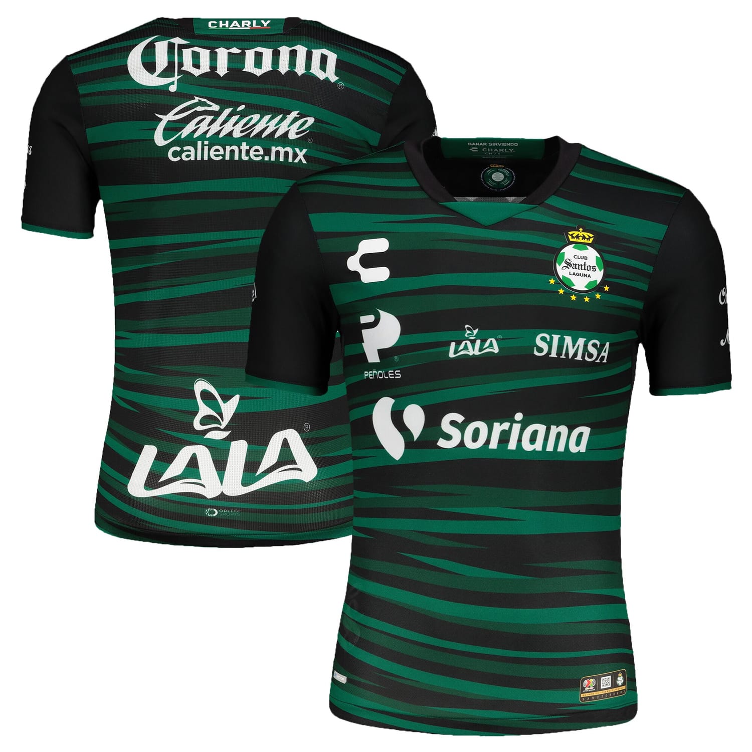 Liga MX Santos Laguna Away Authentic Jersey Shirt Black/Green 2022-23 for Men