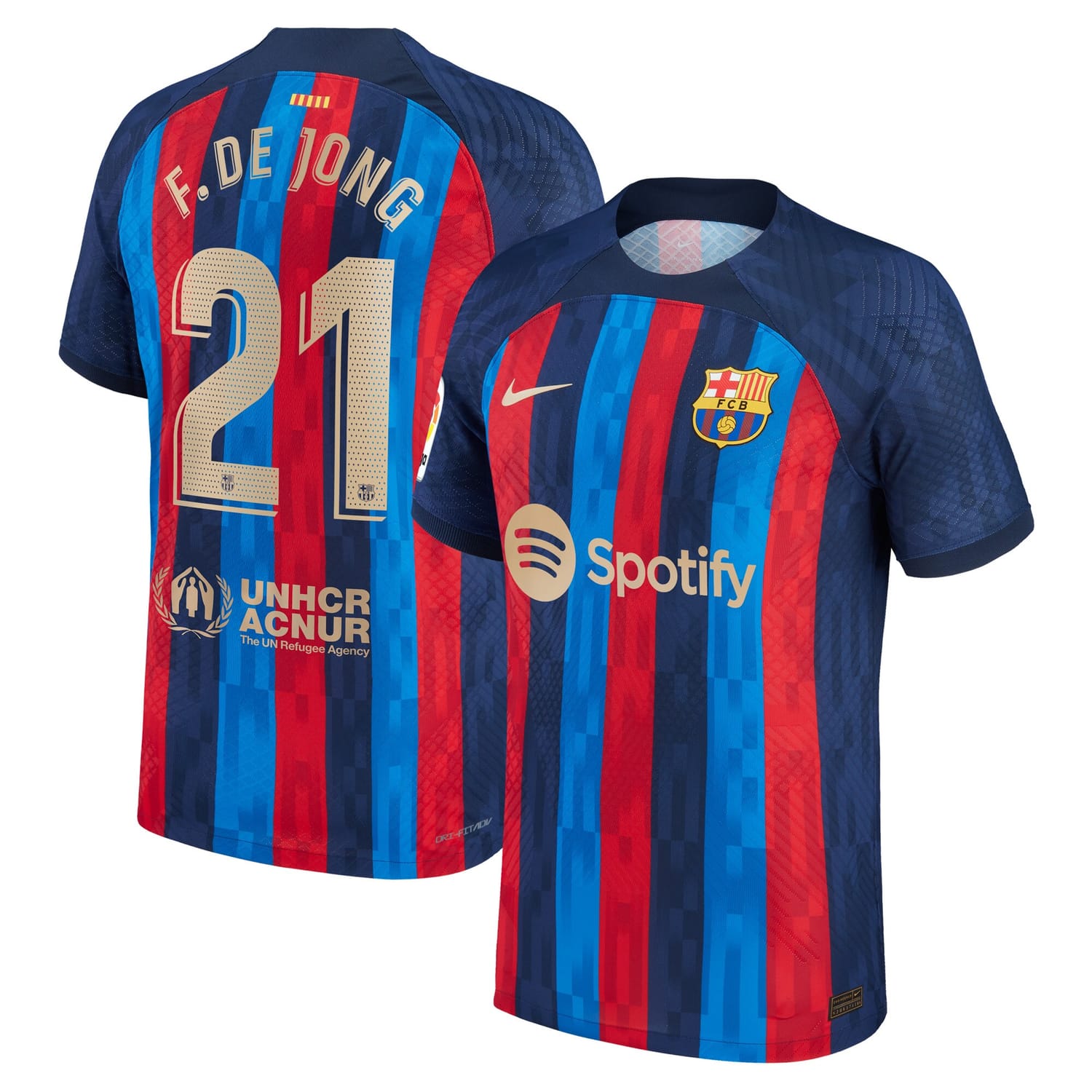 La Liga Barcelona Home Authentic Jersey Shirt Blue 2022-23 player Frenkie de Jong printing for Men