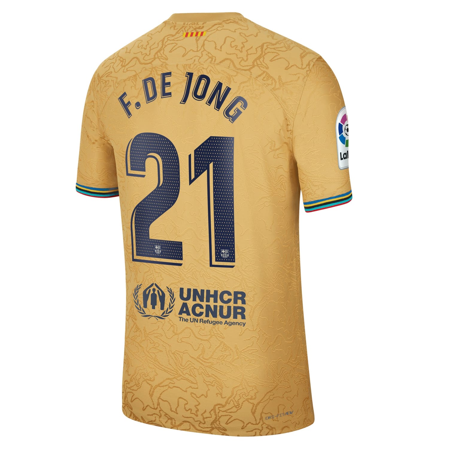 La Liga Barcelona Away Authentic Jersey Shirt Yellow 2022-23 player Frenkie de Jong printing for Men