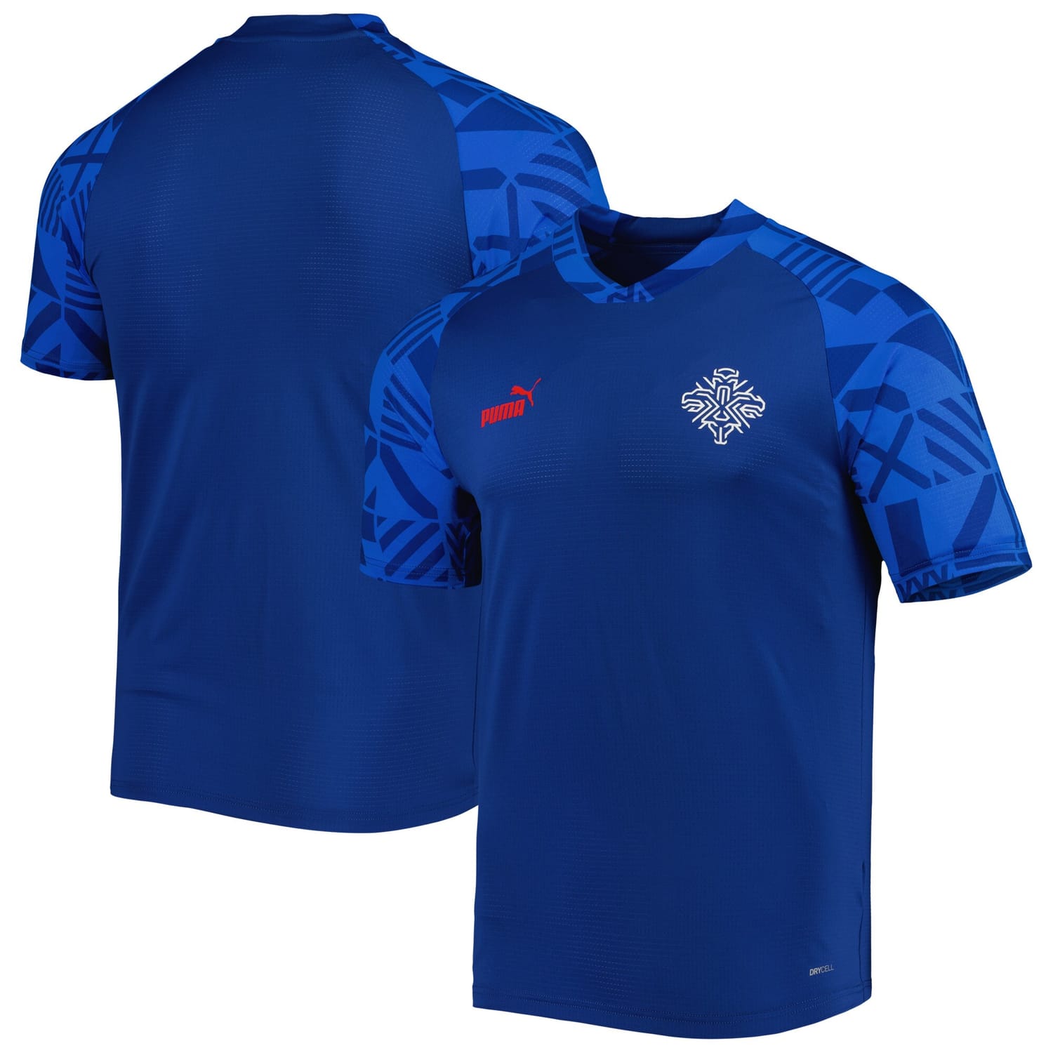 Iceland National Team Pre-Match Jersey Shirt Blue for Men