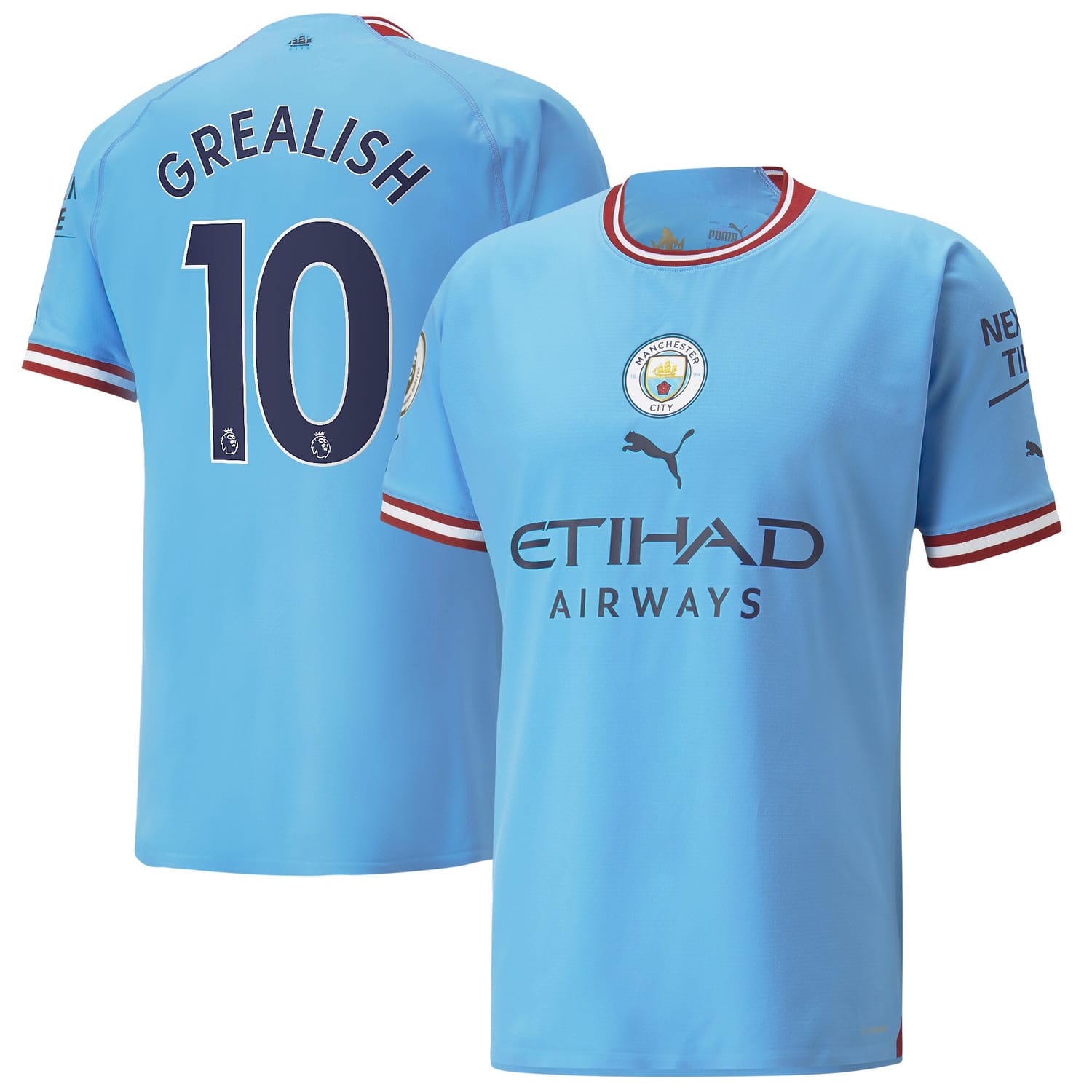 Premier League Manchester City Home Authentic Jersey Shirt Sky Blue 2022-23 player Jack Grealish printing for Men