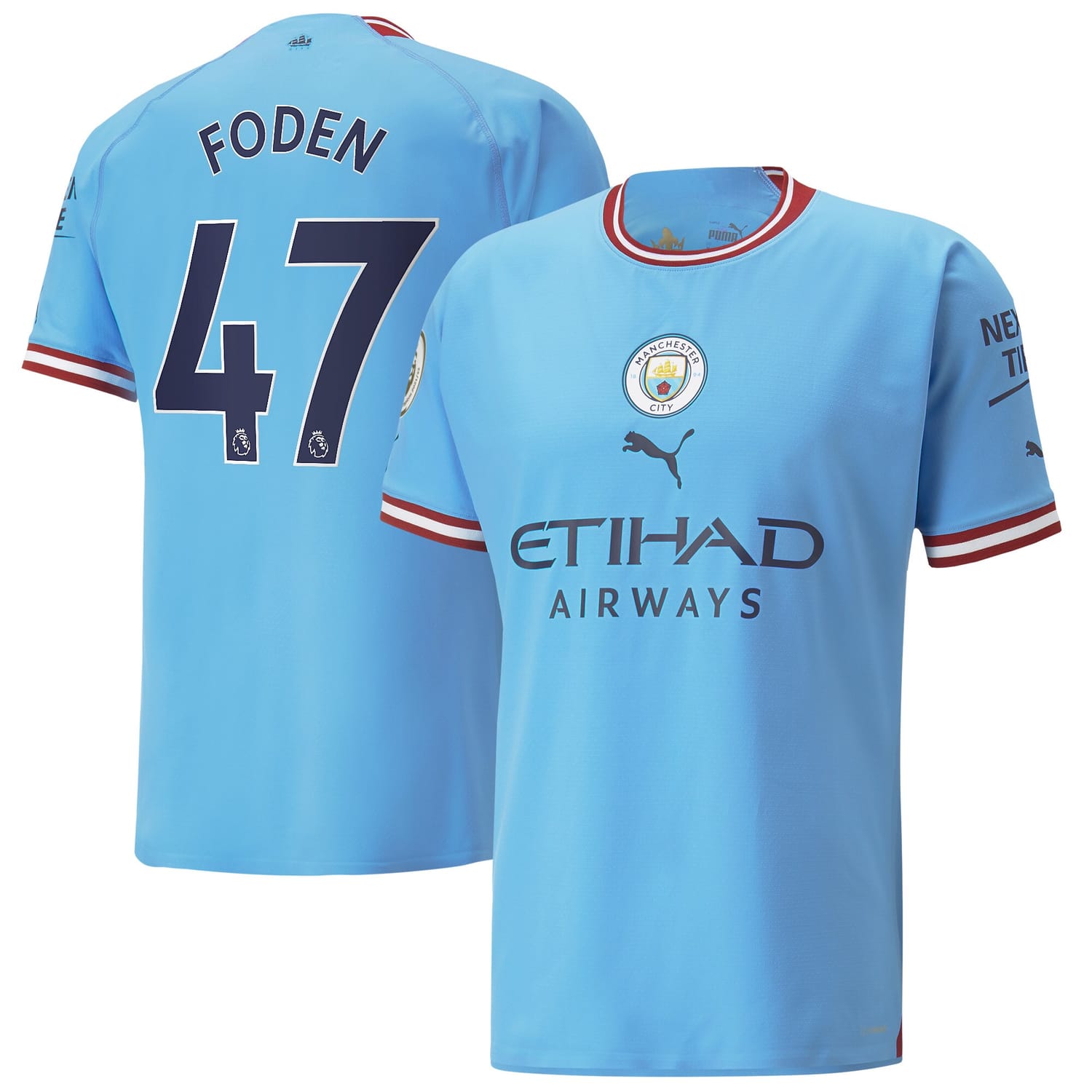 Premier League Manchester City Home Authentic Jersey Shirt Sky Blue 2022-23 player Phil Foden printing for Men