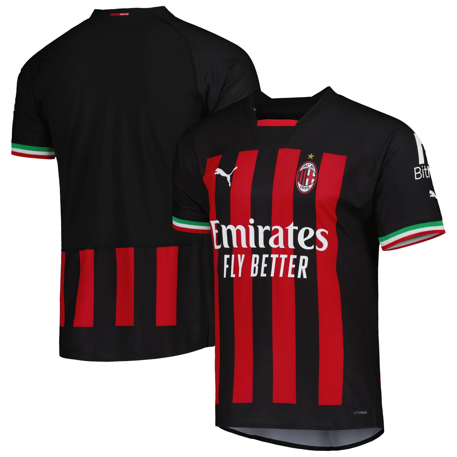 Serie A AC Milan Home Authentic Jersey Shirt Black/Red 2022-23 for Men