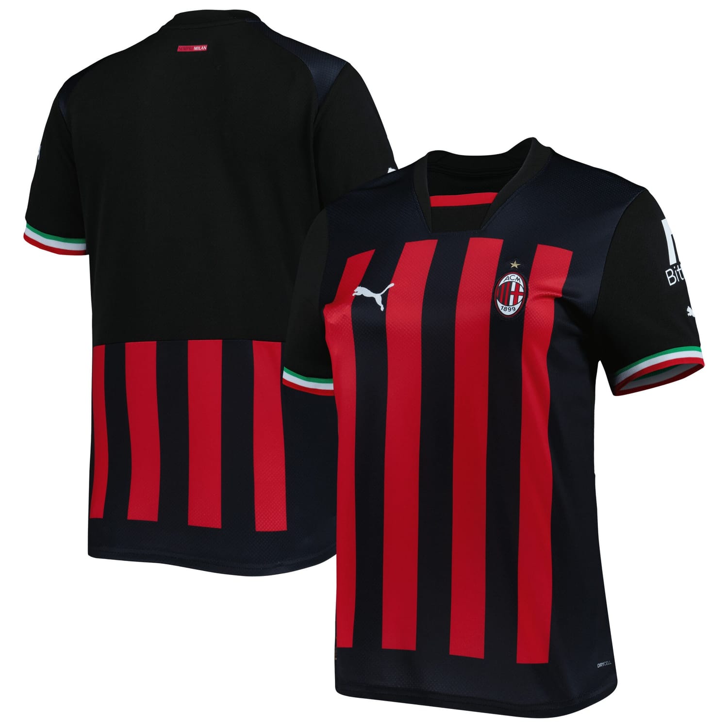 Serie A AC Milan Home Jersey Shirt Black/Red 2022-23 for Women