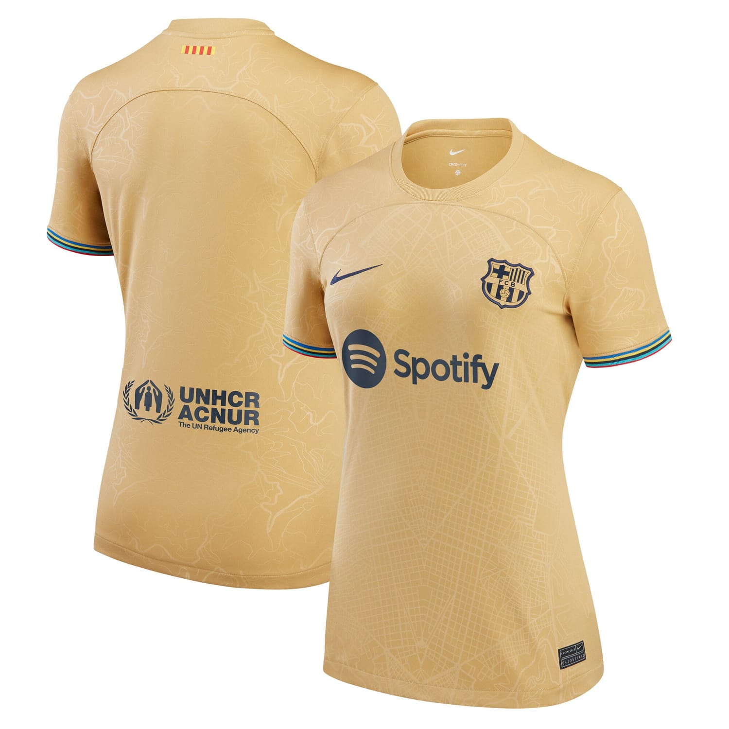 La Liga Barcelona Away Jersey Shirt Yellow 2022-23 for Women