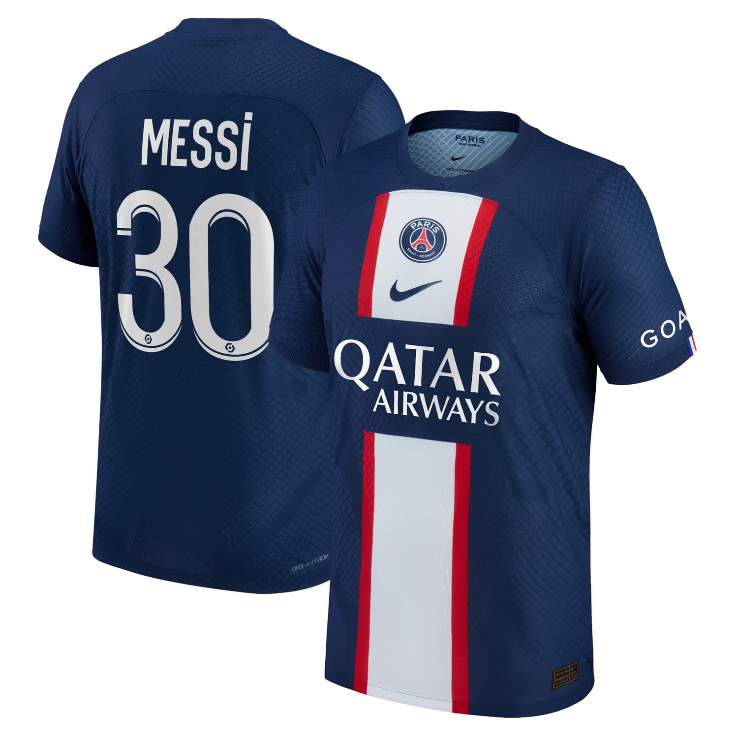Ligue 1 Paris Saint-Germain Home Authentic Jersey Shirt Blue 2022-23 player Lionel Messi printing for Men