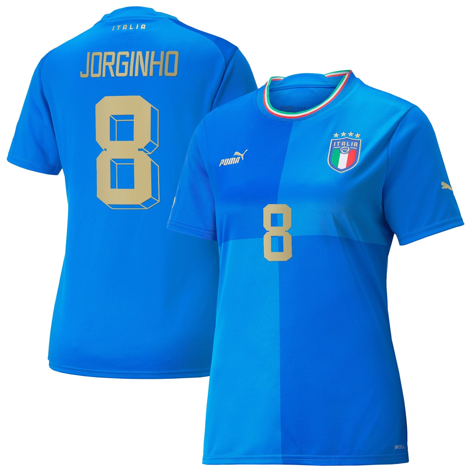 Italy National Team Home Jersey Shirt Blue 2022-23 player Jorginho printing for Women