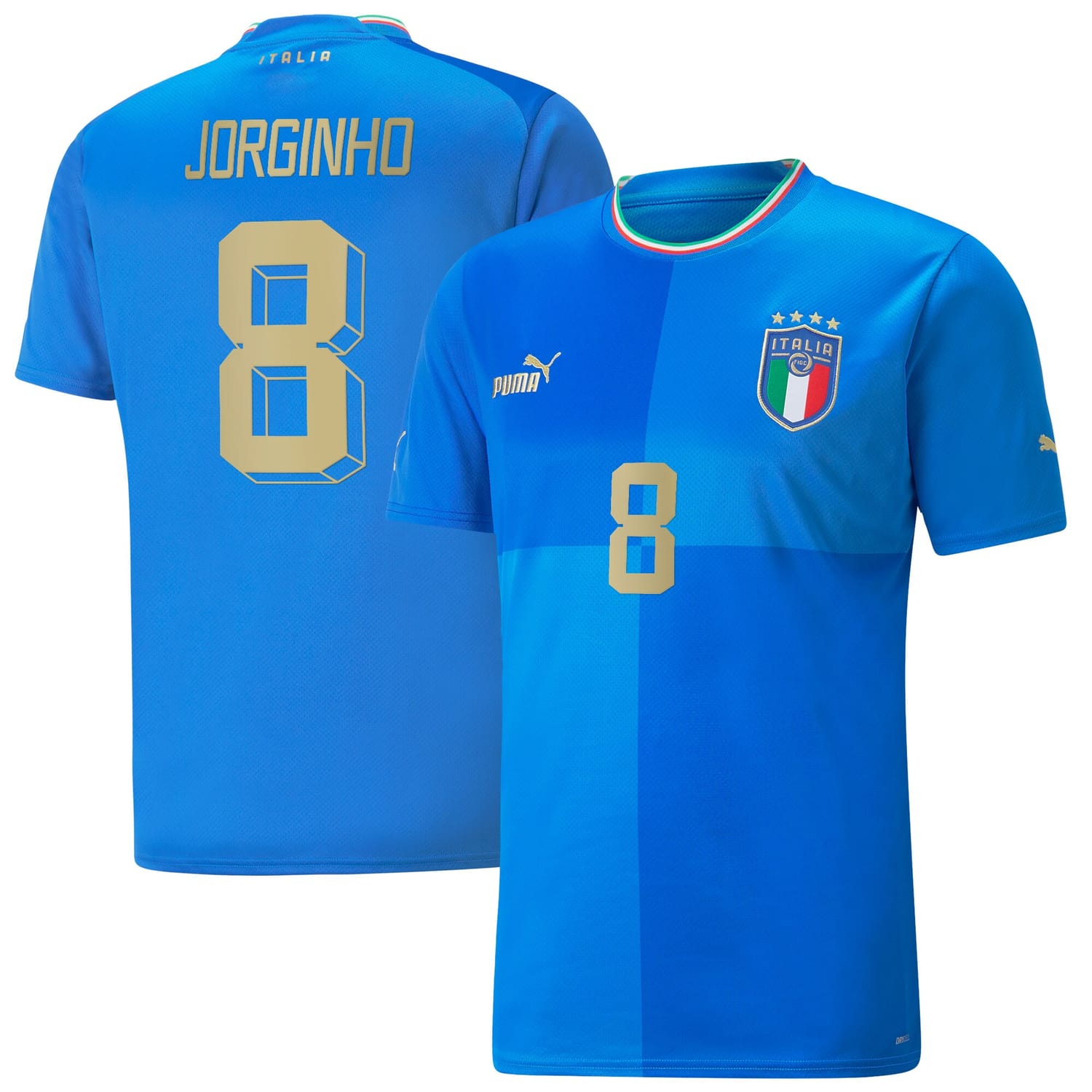 Italy National Team Home Jersey Shirt Blue 2022-23 player Jorginho printing for Men