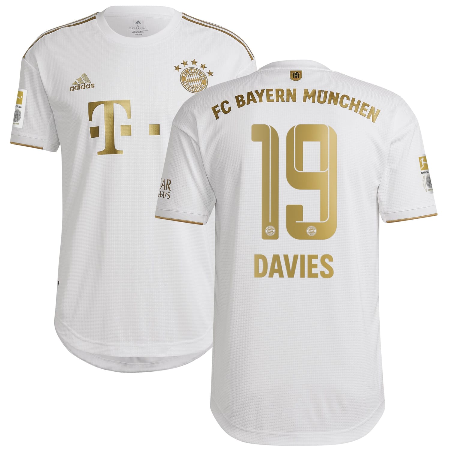 Bundesliga Bayern Munich Away Authentic Jersey Shirt White 2022-23 player Alphonso Davies printing for Men
