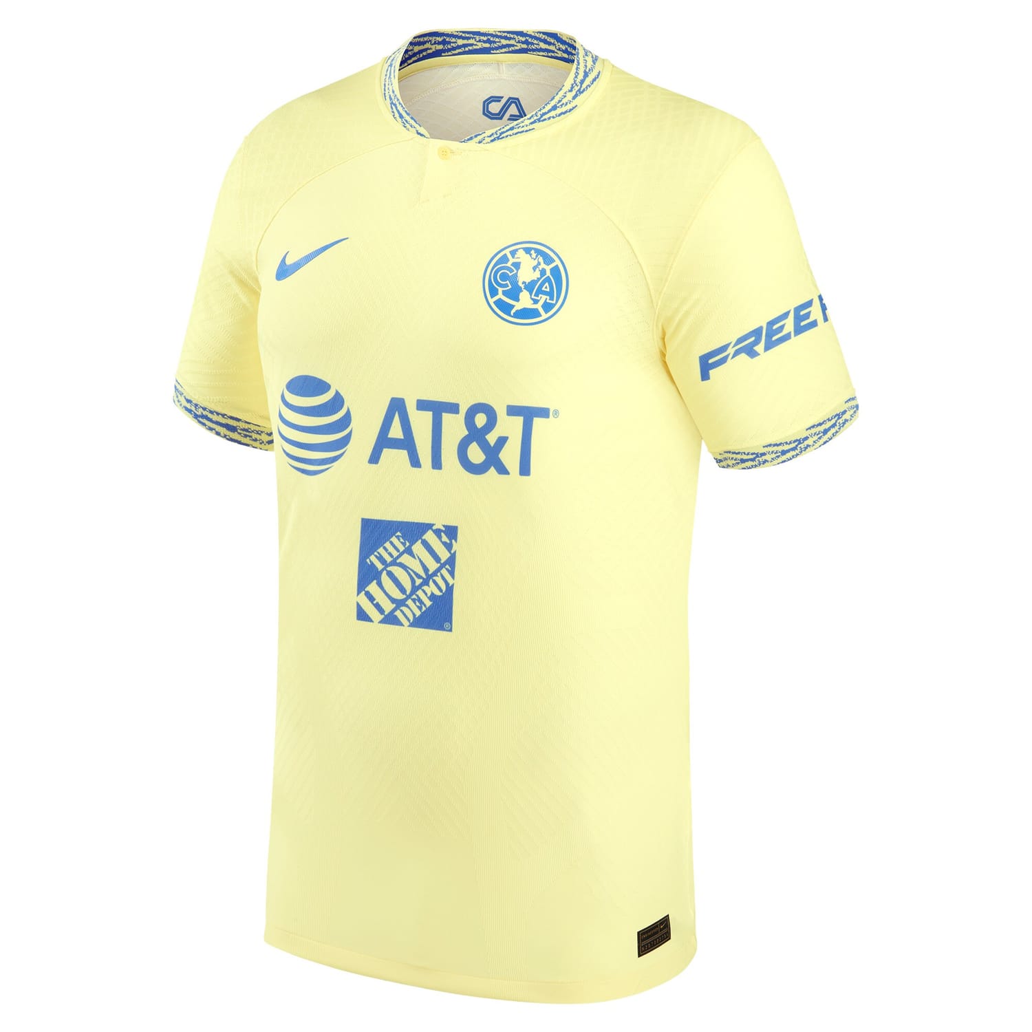 Liga MX Club America Home Authentic Jersey Shirt Yellow 2022-23 for Men