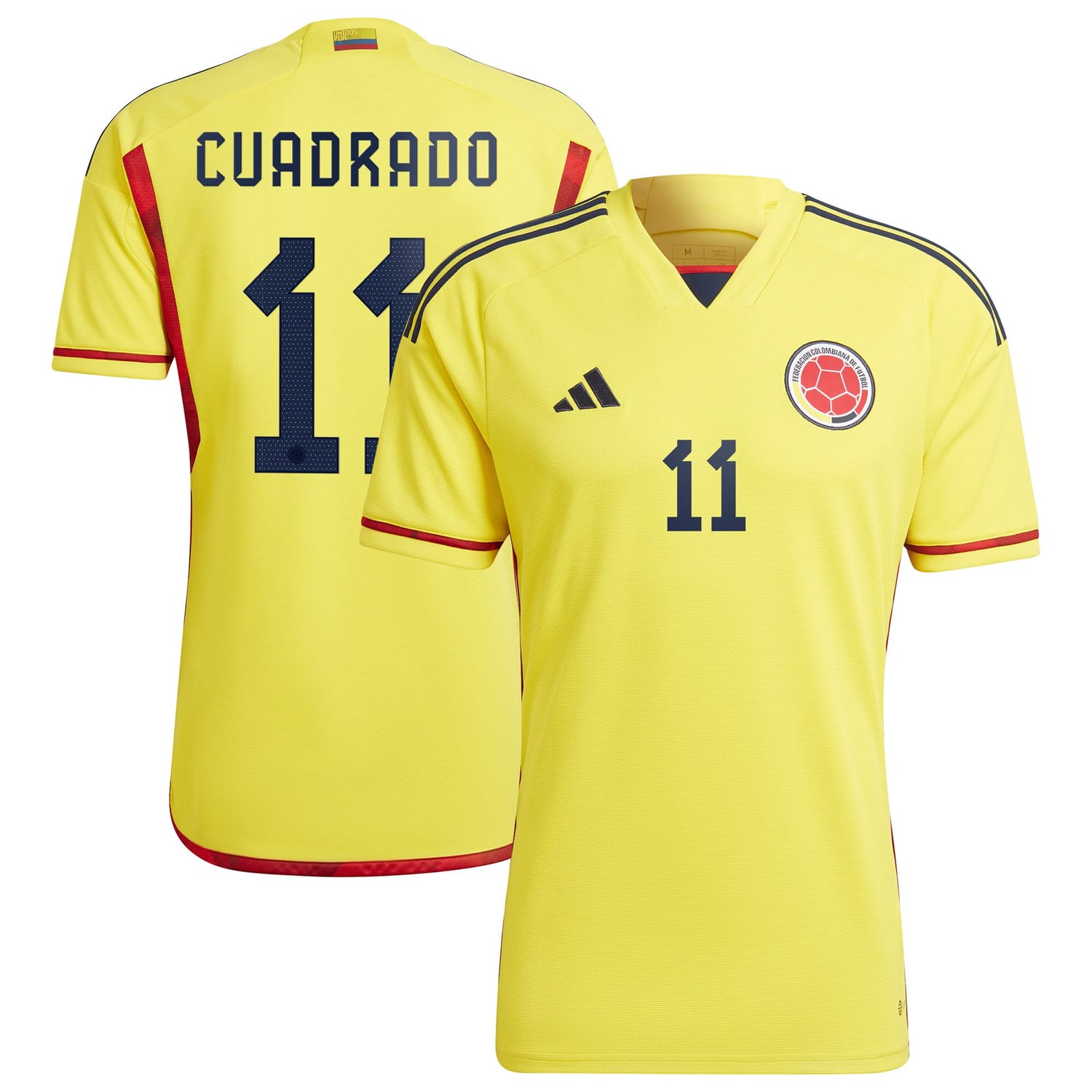 Colombia National Team Home Jersey Shirt Yellow 2022-23 player Juan Cuadrado printing for Men