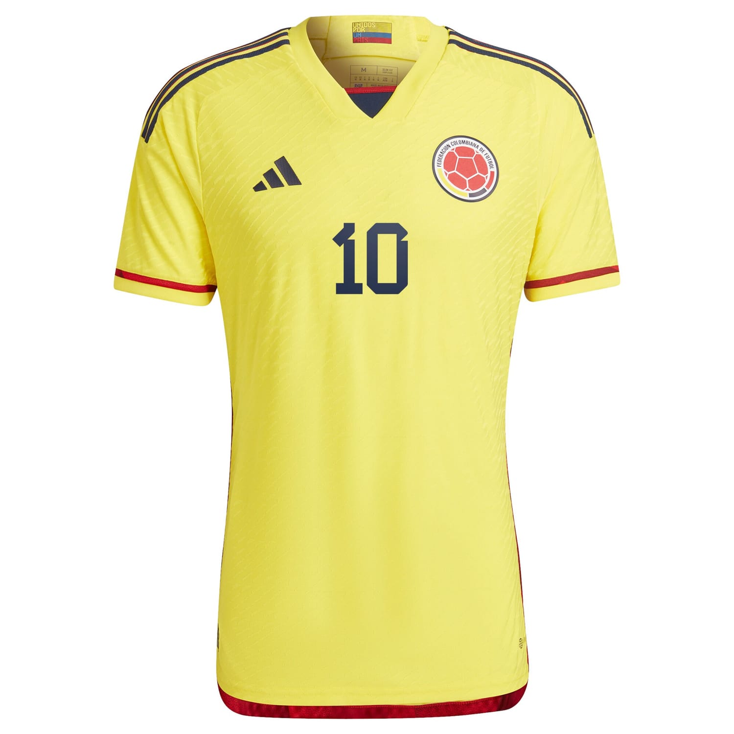 Colombia National Team Home Authentic Jersey Shirt Yellow 2022-23 player James Rodriguez printing for Men