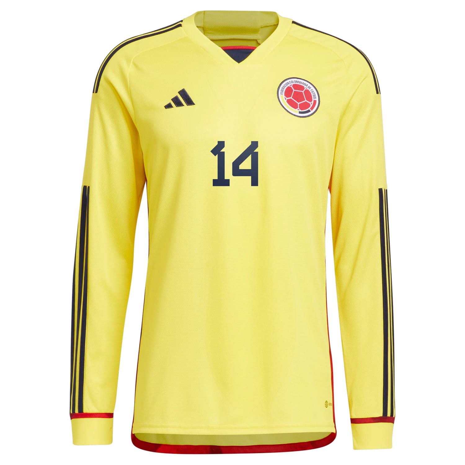 Colombia National Team Home Jersey Shirt Long Sleeve Yellow 2022-23 player Luis Diaz printing for Men