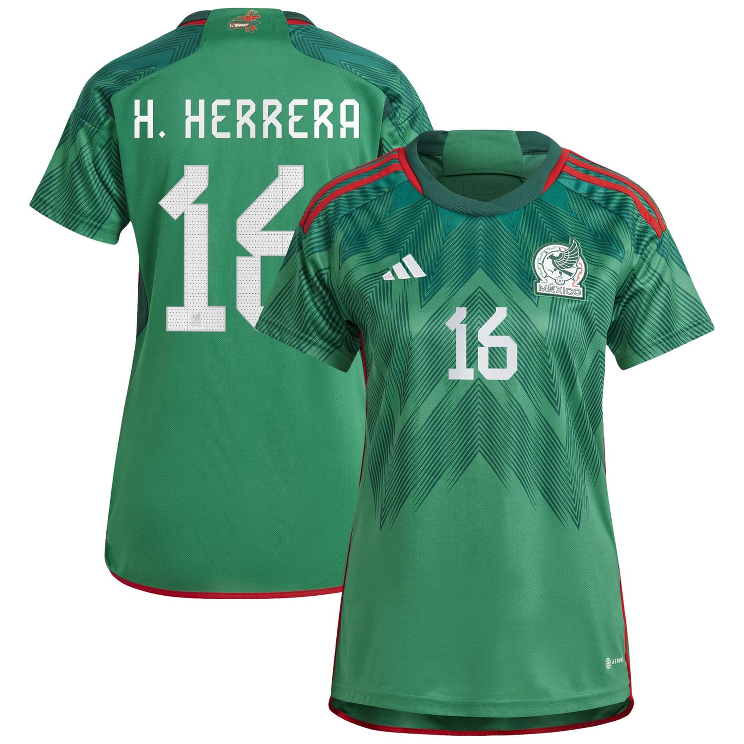 Mexico National Team Home Jersey Shirt Green 2022-23 player Héctor Herrera printing for Women