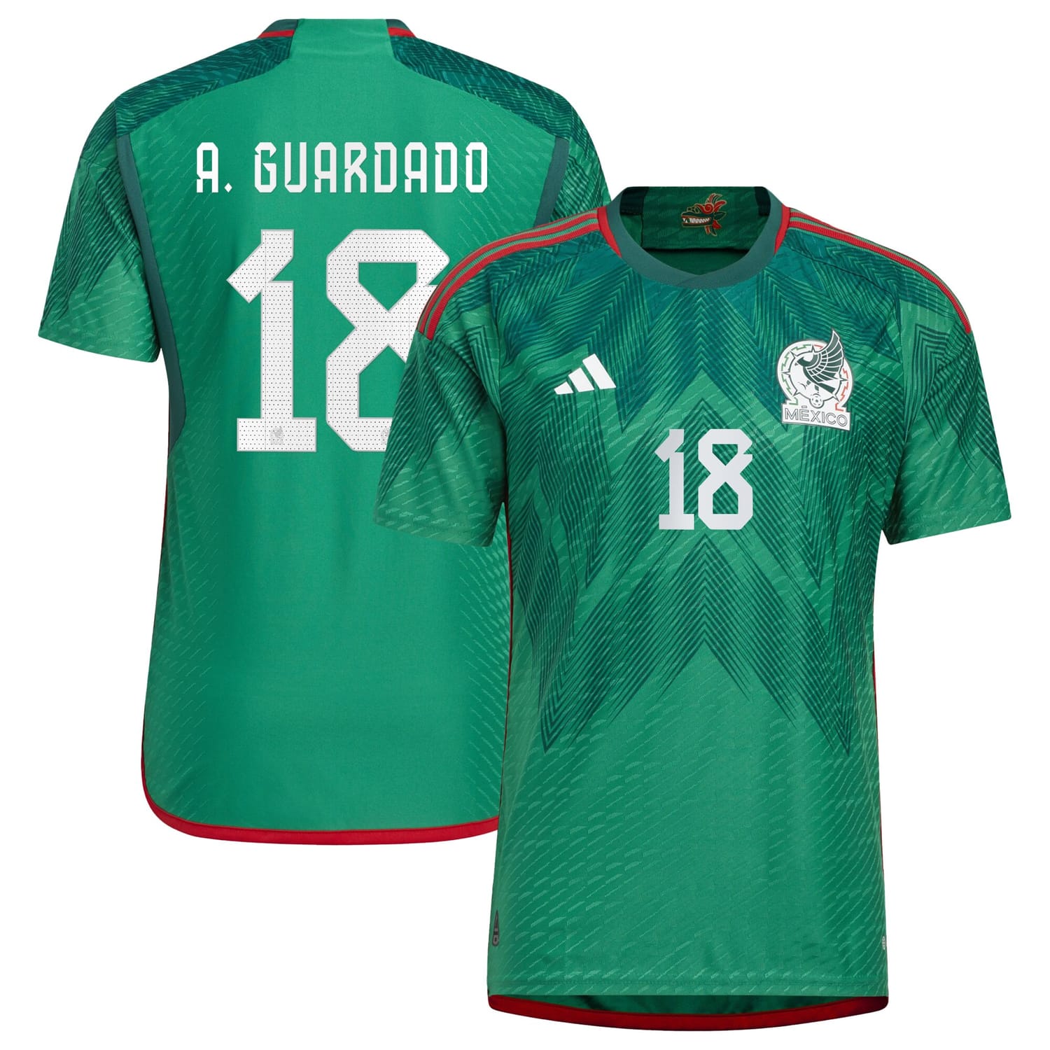 Mexico National Team Home Authentic Jersey Shirt Green 2022-23 player Andres Guardado printing for Men