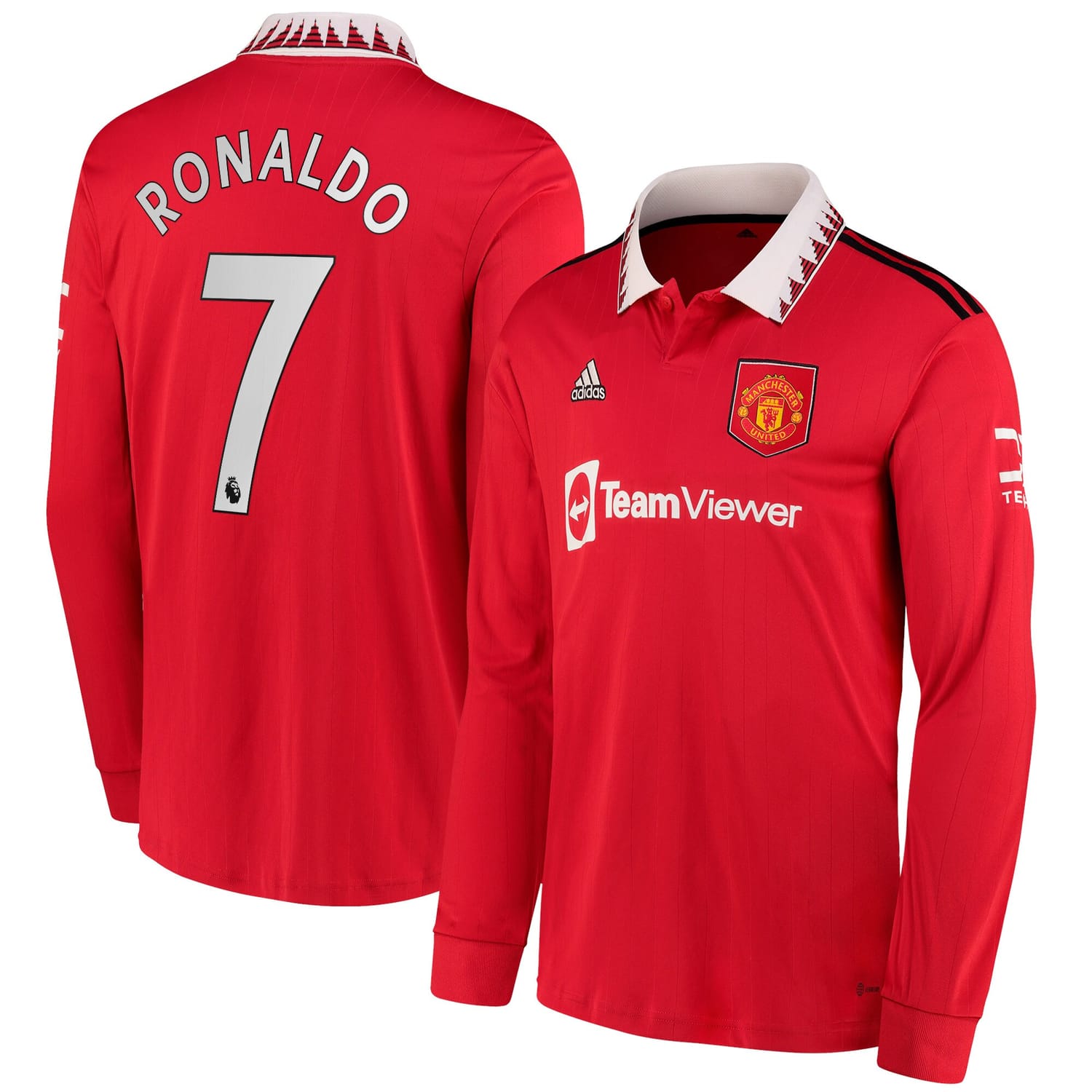 Premier League Manchester United Home Jersey Shirt Long Sleeve Red 2022-23 player Cristiano Ronaldo printing for Men