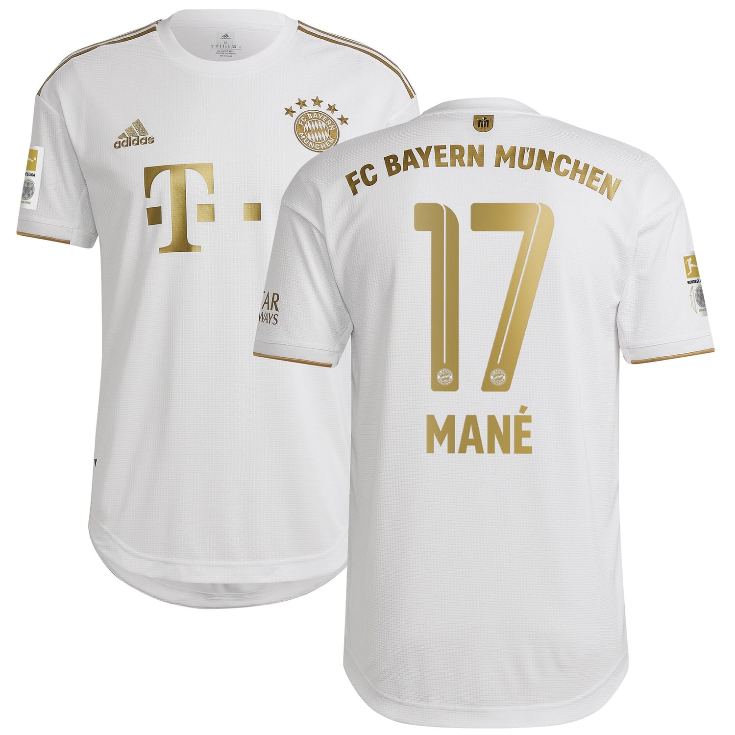 Bundesliga Bayern Munich Away Authentic Jersey Shirt White 2022-23 player Sadio Mané printing for Men