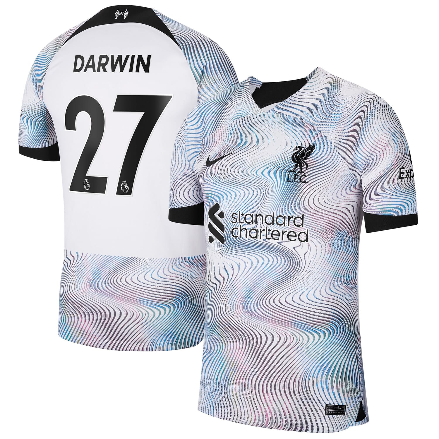 Premier League Liverpool Away Jersey Shirt White 2022-23 player Darwin Núñez printing for Men