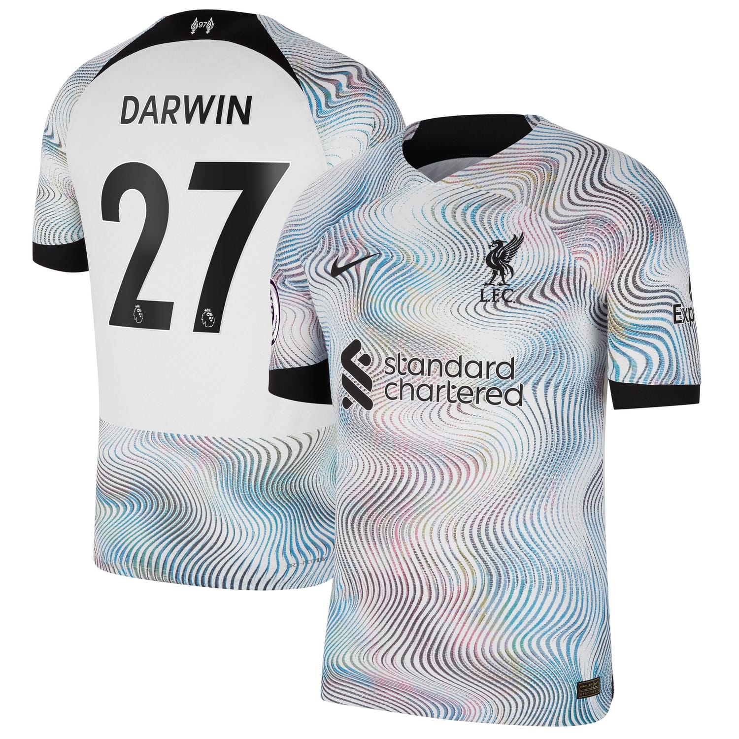 Premier League Liverpool Away Authentic Jersey Shirt White 2022-23 player Darwin Núñez printing for Men