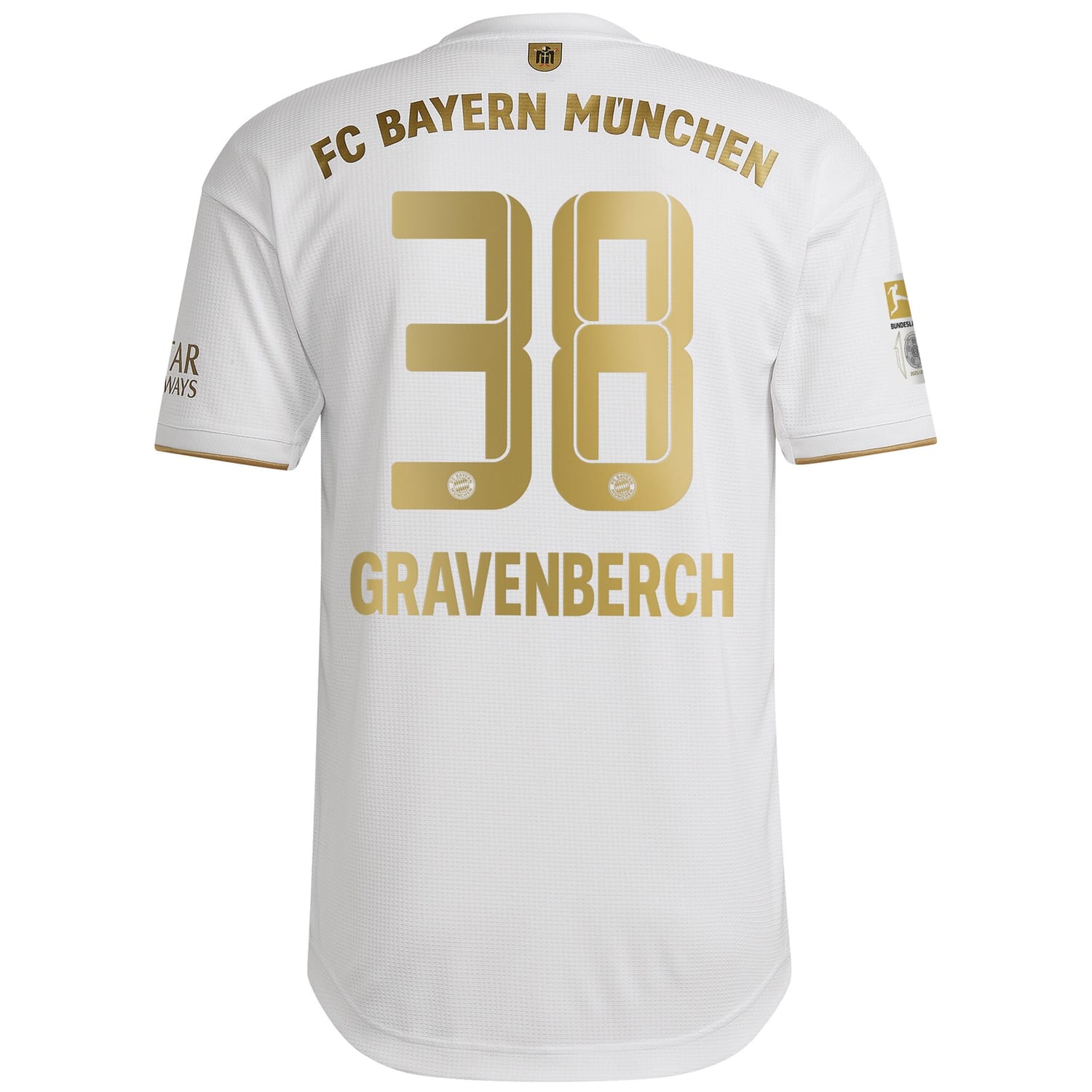 Bundesliga Bayern Munich Away Authentic Jersey Shirt White 2022-23 player Ryan Gravenberch printing for Men