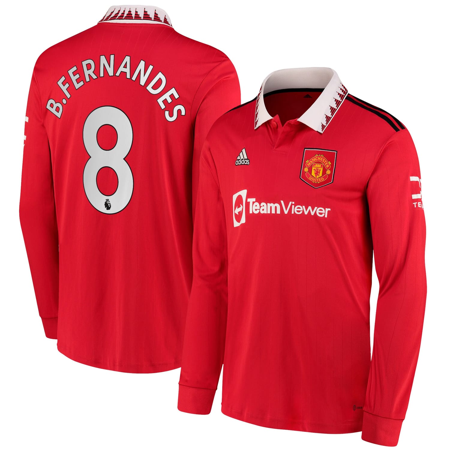 Premier League Manchester United Home Jersey Shirt Long Sleeve Red 2022-23 player Bruno Fernandes printing for Men