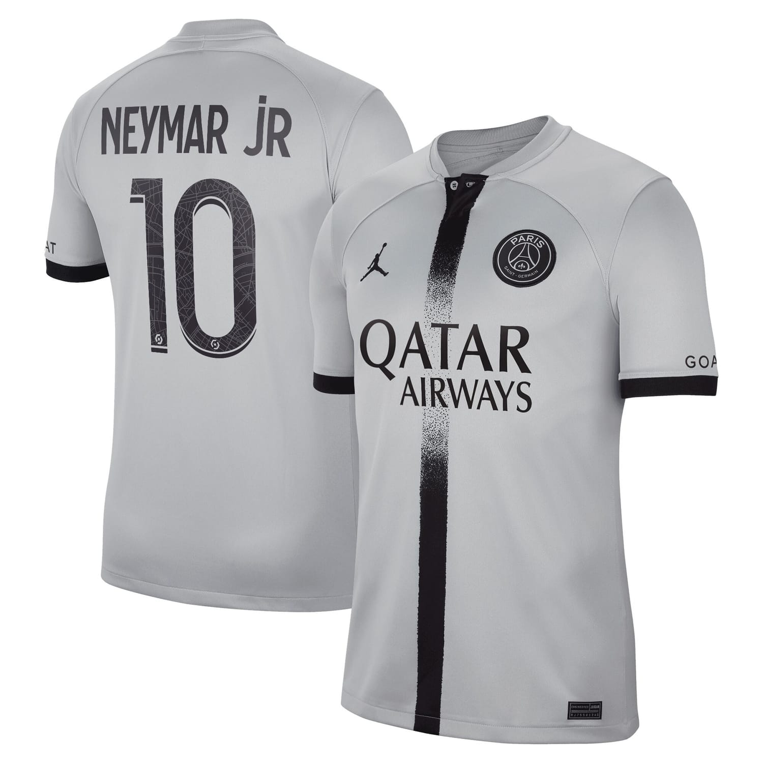 Ligue 1 Paris Saint-Germain Away Jersey Shirt Black 2022-23 player Neymar Jr. printing for Men